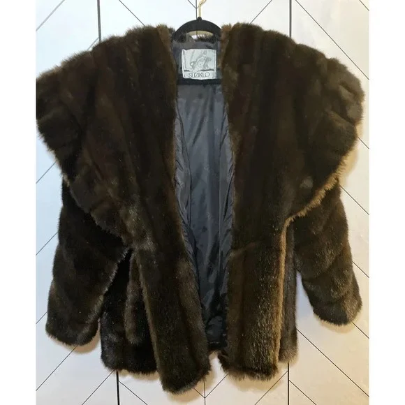VNTG Suziklo RARE Made in Paris France Faux Fur Coat Chocolate Brown Size 1